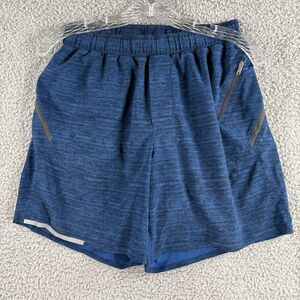 Lululemon Men’s Medium M Blue Surge Shorts Men Lined Reflective Elastic Waist 7”
